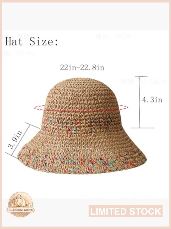 Straw Summer Sun Hat Wide Brim Floppy Bucket Hat Foldable Beach Travel UV main image 7